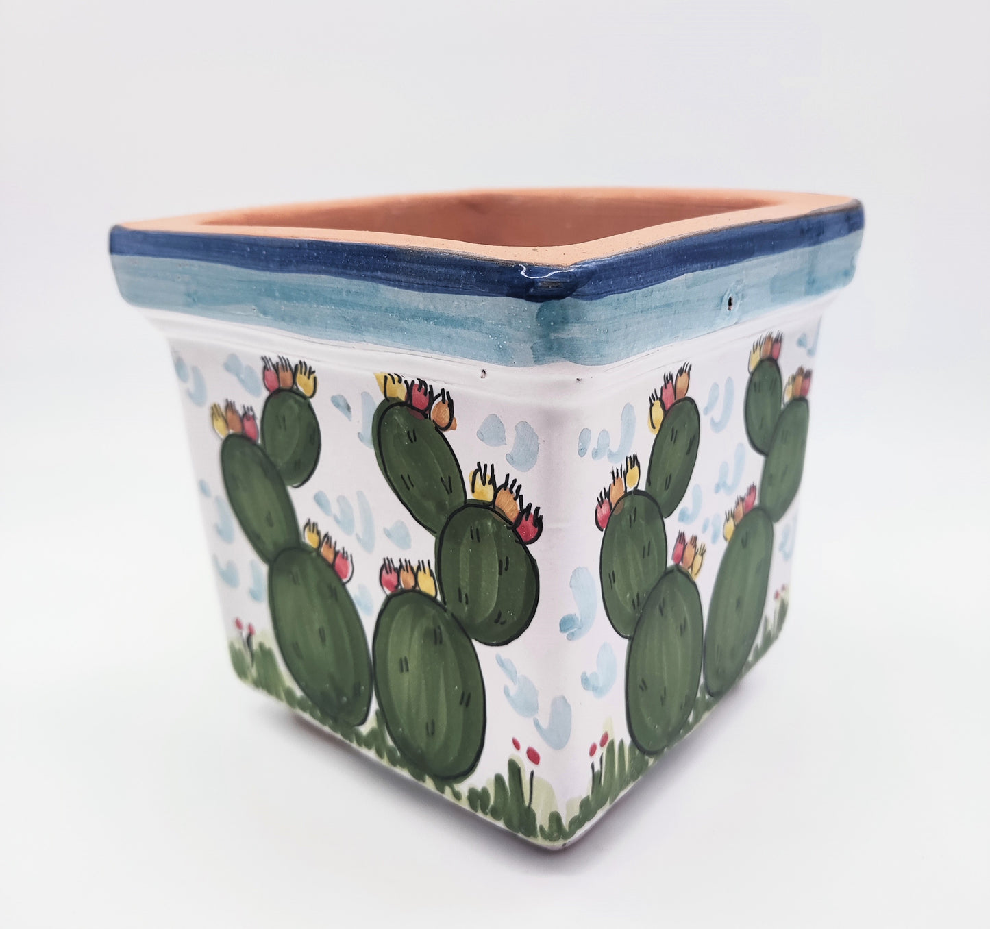 Vaso Quadrato decoro fichi d'india