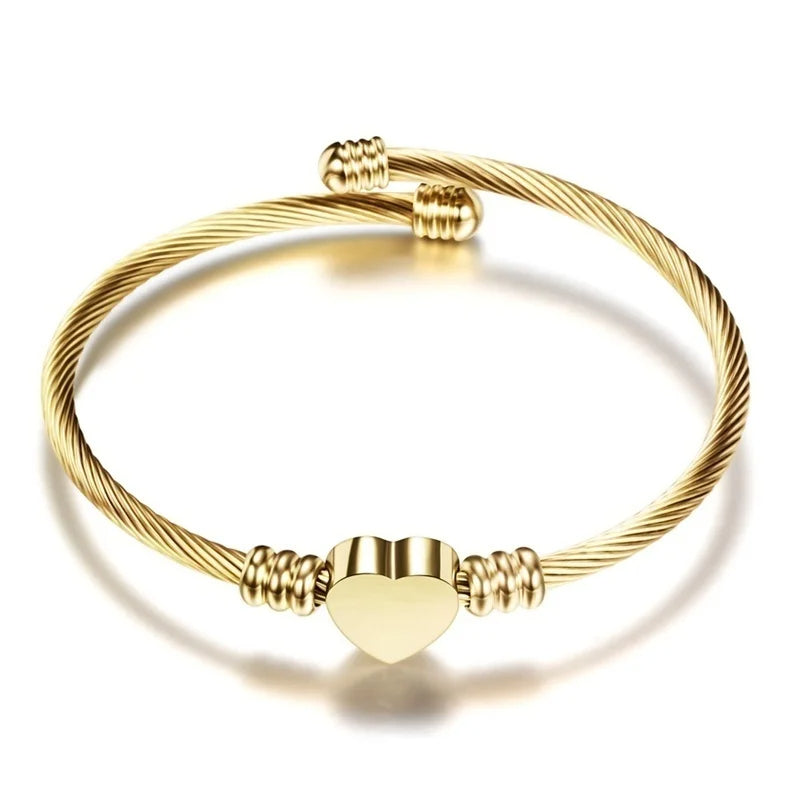 Bracciale in Treccia di Acciaio inossidabile con cuore